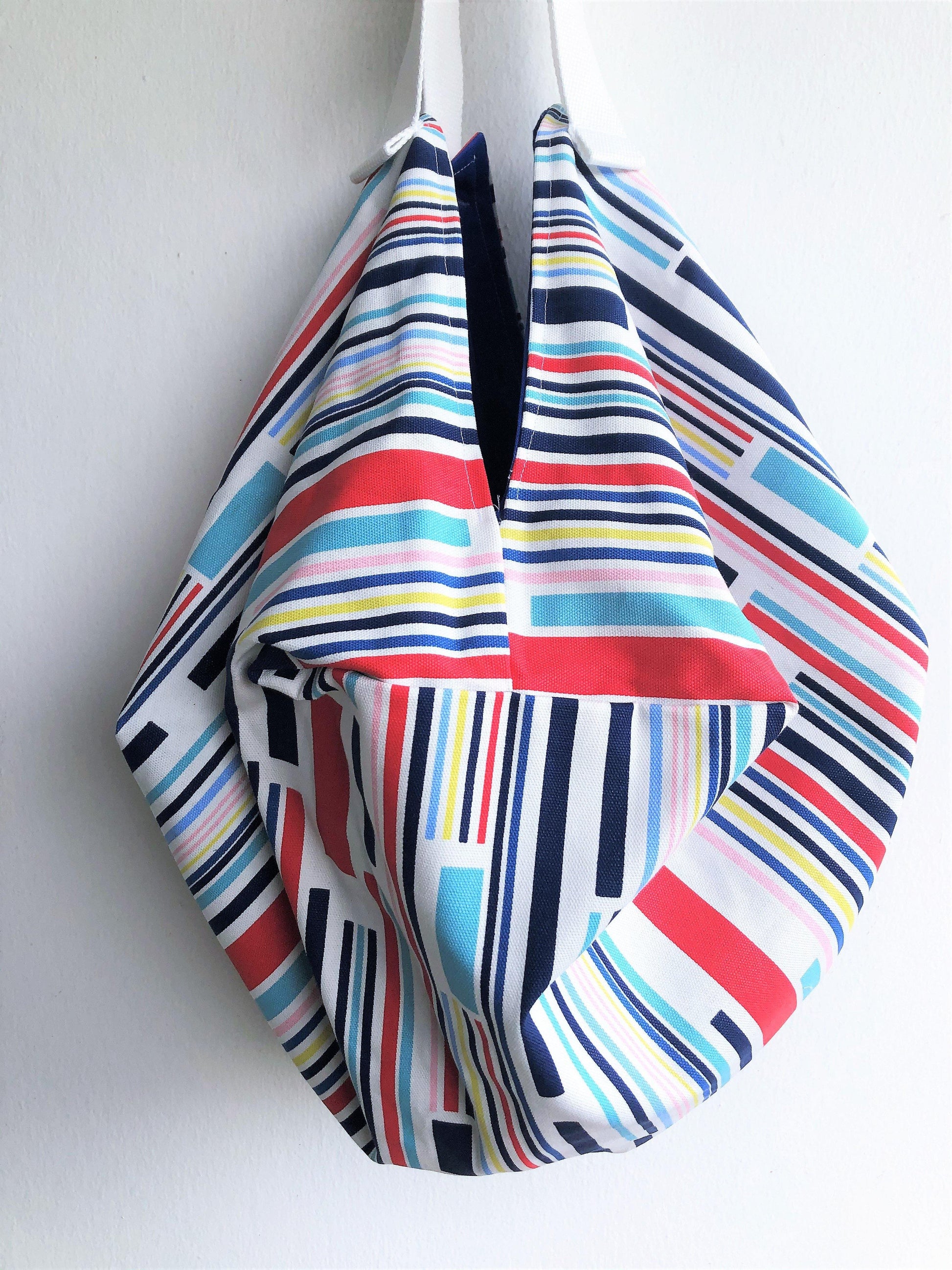 Origami shoulder sac bag , groceries shopping eco bag | Colorful lines - Jiakuma