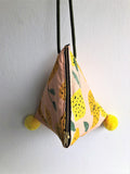 Shoulder origami small bag, triangle geometric pom poms bag | Lemons of Amalfi - Jiakuma