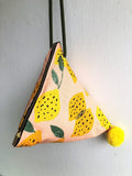 Shoulder origami small bag, triangle geometric pom poms bag | Lemons of Amalfi - Jiakuma