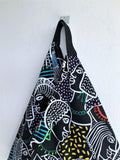 Origami bento shoulder bag, reusable shopping eco handmade bag | Faces of the world - Jiakuma