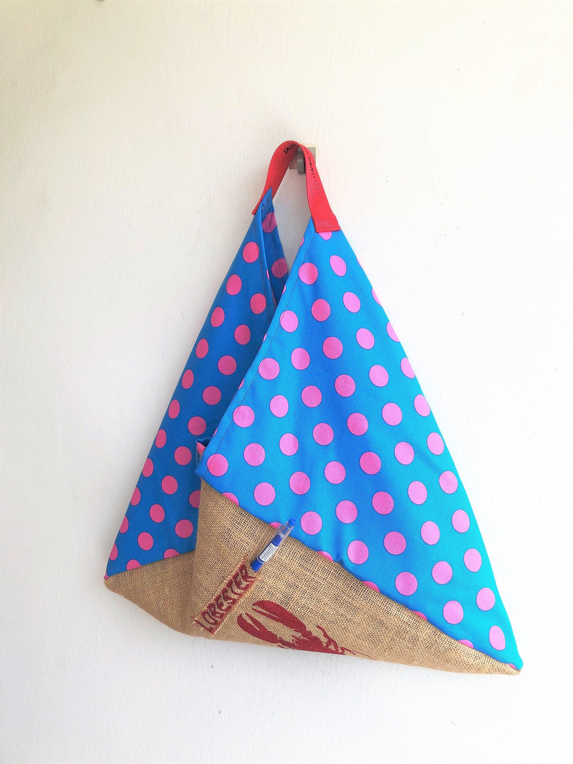 Bento bag, origami triangle shoulder bag , groceries shopping eco bag | La langosta - Jiakuma