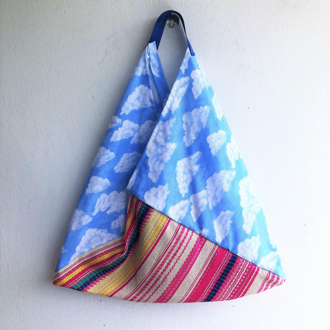 Bento origami shoulder bag, colorful summer eco friendly bag | Mexican clouds - Jiakuma