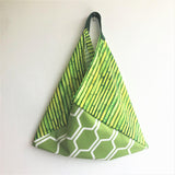 Origami handmade bento bag , triangle foldable shoulder bag | Tropical bamboo - Jiakuma
