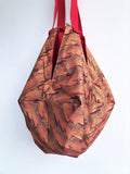 Octagonal origami fabric handmade shoulder bag | Japanese red weaves - jiakuma.myshopify.com