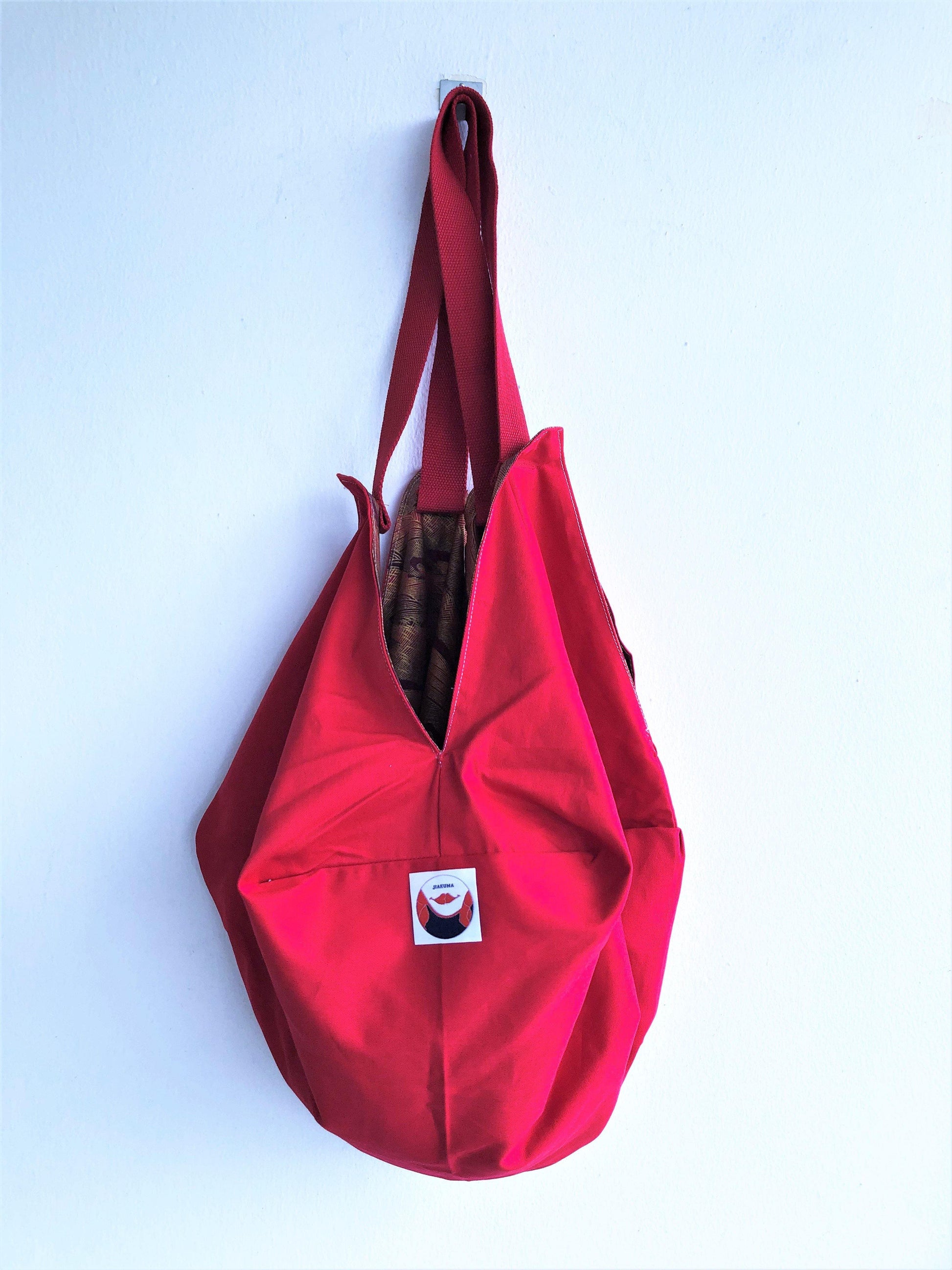 Octagonal origami fabric handmade shoulder bag | Japanese red weaves - jiakuma.myshopify.com