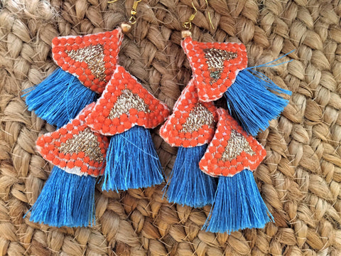 Blue and Orange earrings - jiakuma.myshopify.com