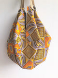 Origami sac shoulder bag, African fabric shopping eco bag, reversible tote bag  | Sahara sand - Jiakuma