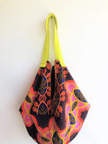 Origami sac African wax fabric shoulder bag , eco friendly reversible groceries batik bag | Masai - Jiakuma