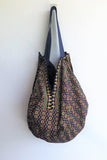 Eco friendly origami boho shoulder bag, handmade shopping fabric bag | Mali - Jiakuma