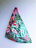 Orgami shoulder bent bag, tropical tote eco friendlly foldable fabric tote bag | Botanical - Jiakuma