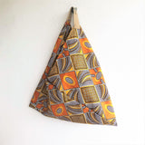 Origami bento shoulder bag, ooak African fabric tote bag, eco friendly reusabel bag | Sahara dunes - Jiakuma