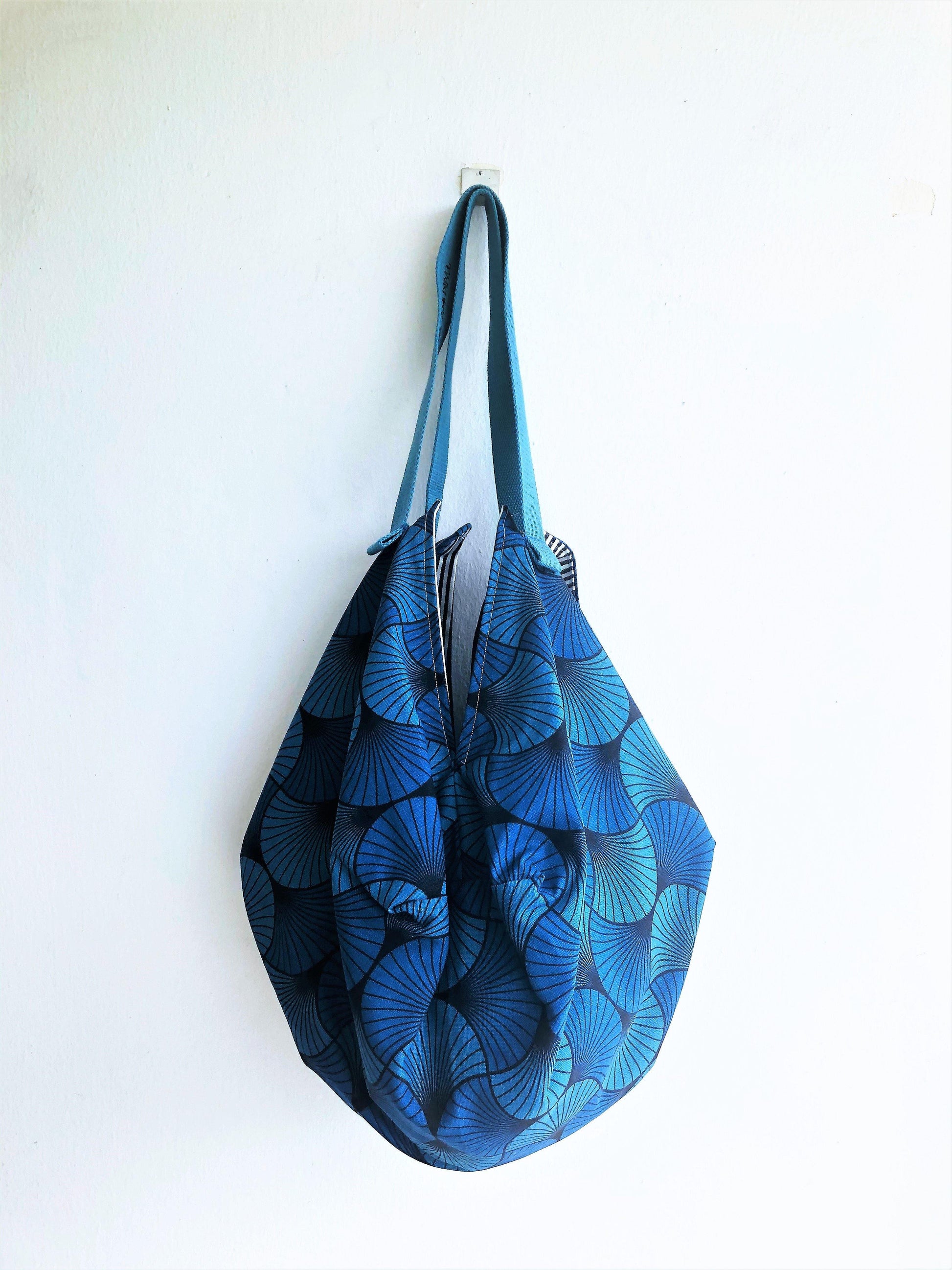 Blue shoulder bag, origami sac handmade bag, eco friendly shopping tote bag | Cameo Azul - Jiakuma