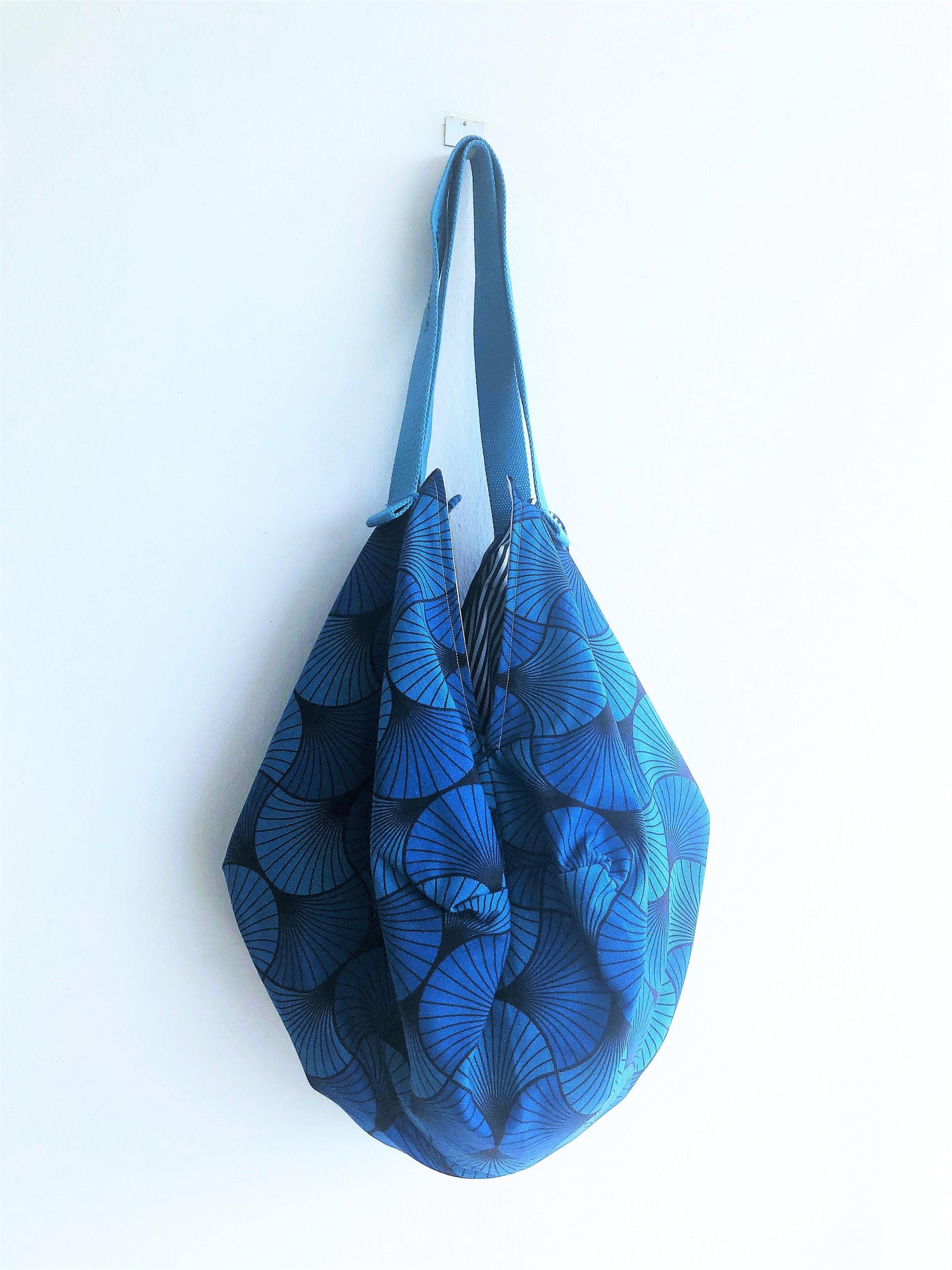 Blue shoulder bag, origami sac handmade bag, eco friendly shopping tote bag | Cameo Azul - Jiakuma