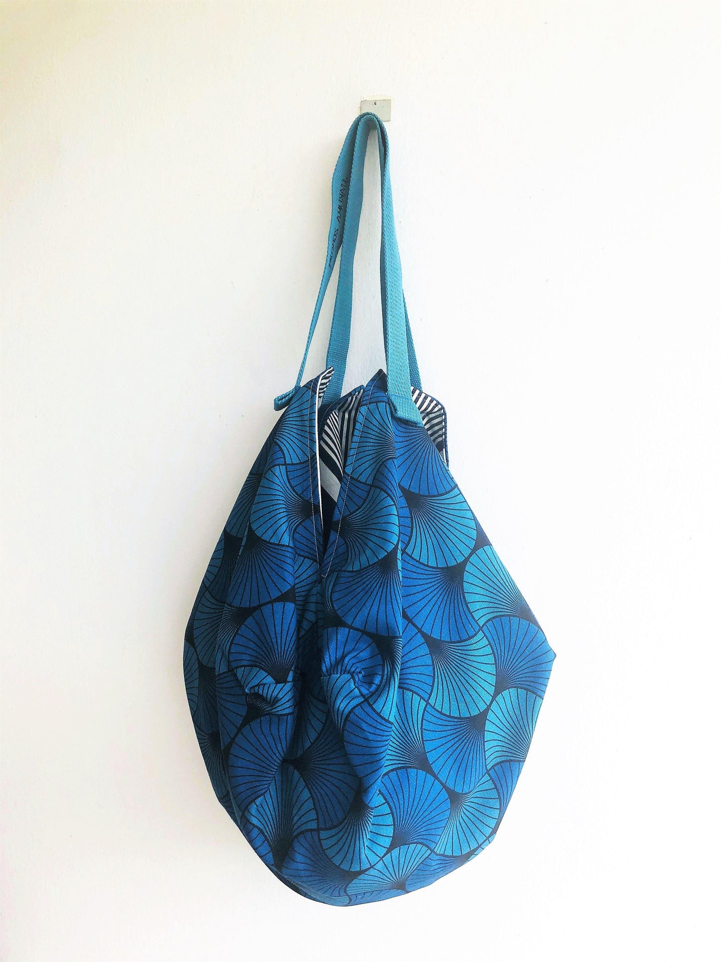 Blue shoulder bag, origami sac handmade bag, eco friendly shopping tote bag | Cameo Azul - Jiakuma