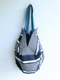Blue shoulder bag, origami sac handmade bag, eco friendly shopping tote bag | Cameo Azul - Jiakuma