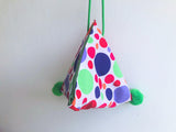 Triangle small bag, origami shoulder cross body cute bag , summer polka dot fabric bag | Lunares de colores - Jiakuma
