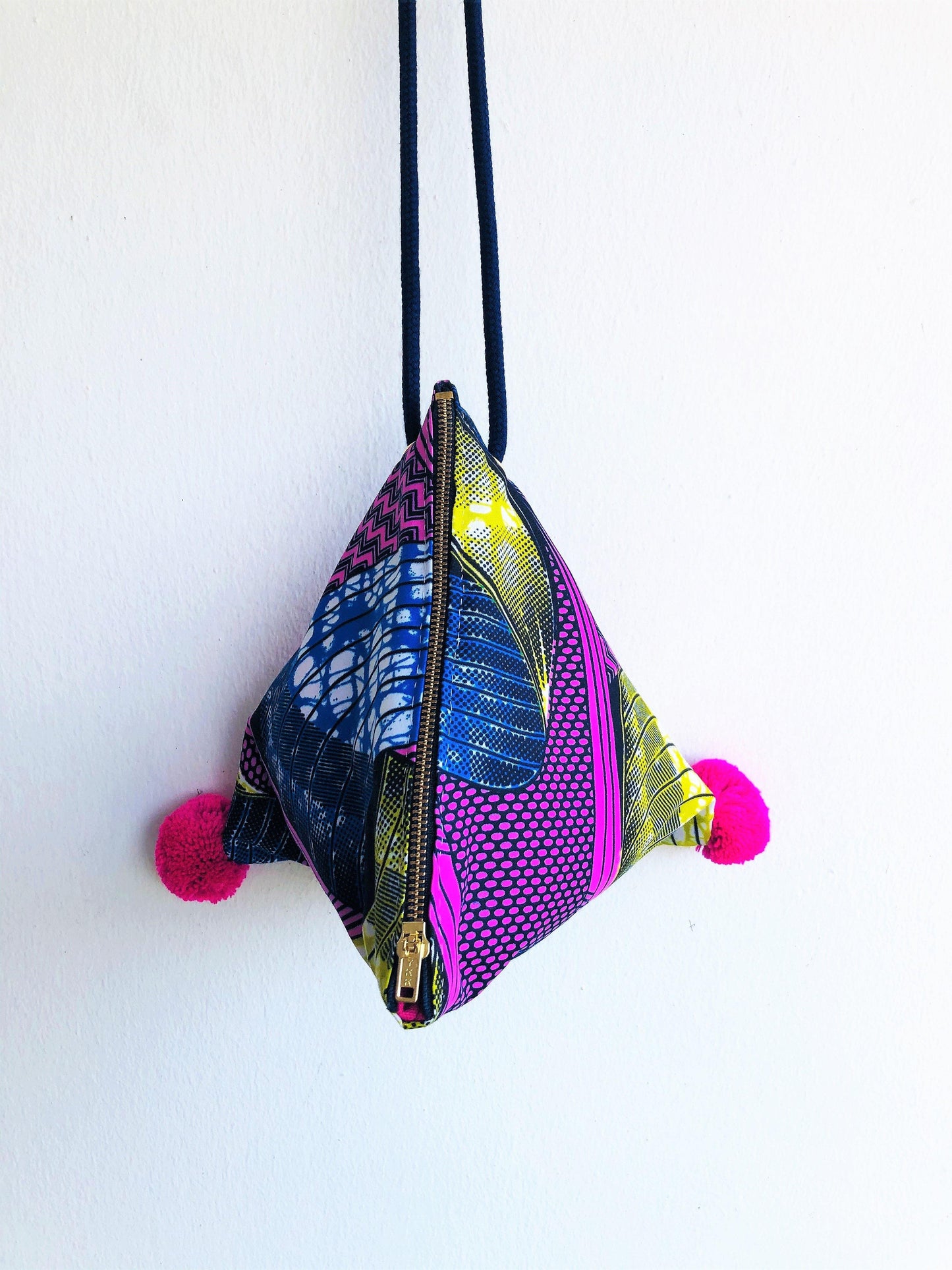 Pom pom summer bag, origami cross over bag, cute small African fabric bag | Infinite Africa - Jiakuma