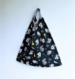 Origami bento shoulder bag, Japanese inspired tote bag | Black cartoons - Jiakuma