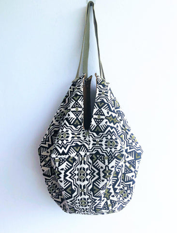 Origami shoulder sac bag, eco friendly handmade shopping groceries bag | Mostaza - Jiakuma