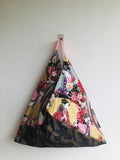Origami shoulder Japanese fabric bag, handmade one of a king bag | Geisha and gold - Jiakuma