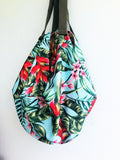 Origami shoulder sac bag, eco handmade shopping groceries reversible bag | Tropicalia - Jiakuma