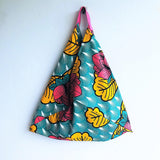 Origami bento bag, tropical print tote bag, triangle shopping eco bag | Tropical lotus - Jiakuma