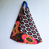 Origami shoulder bento bag, colorful African fabric tote bag, eco foldable bag | African cacao - Jiakuma