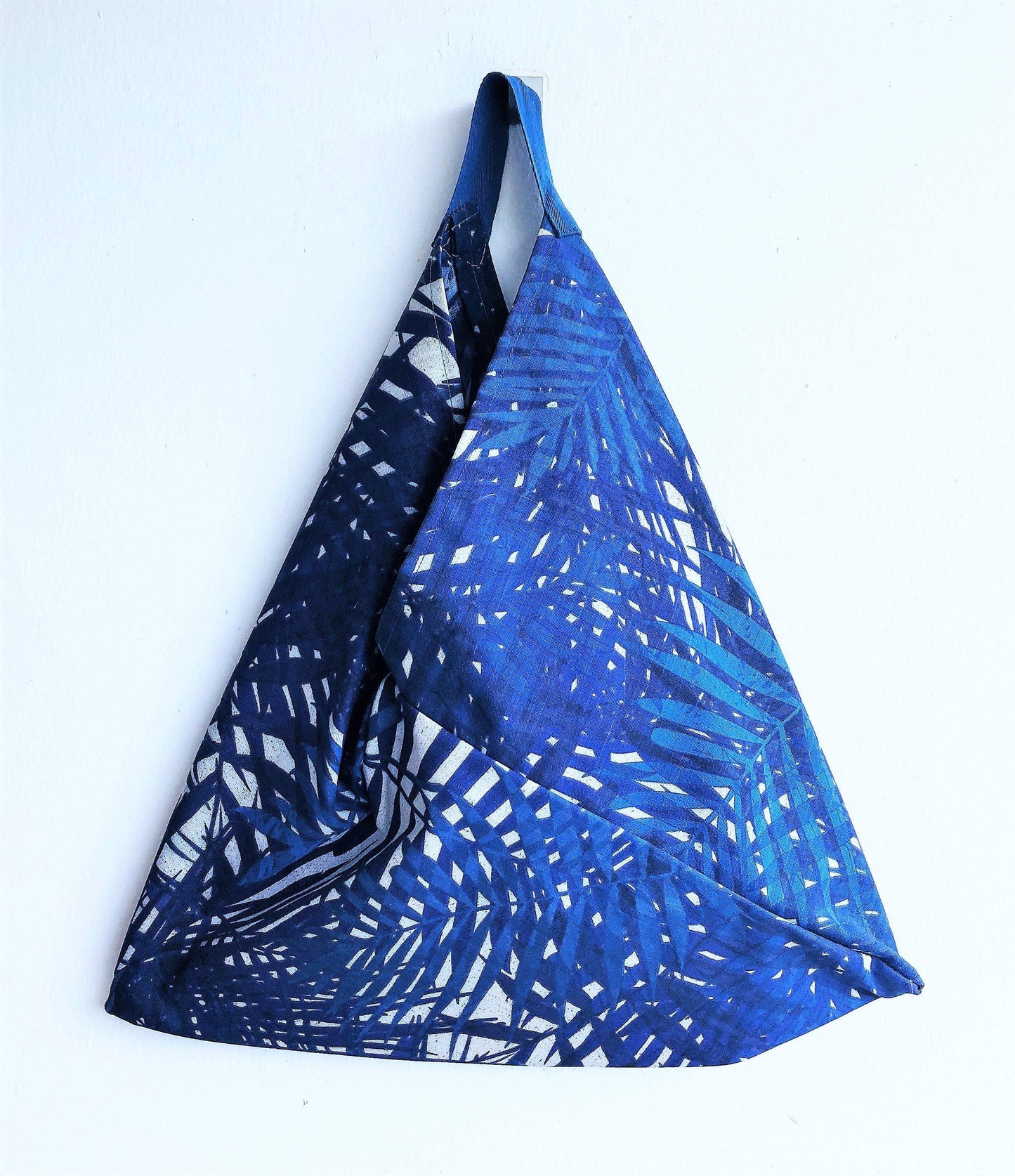 Shoulder origami bento bag, triangle ooak eco friendly shopping tote bag | Blue Rainforest - Jiakuma