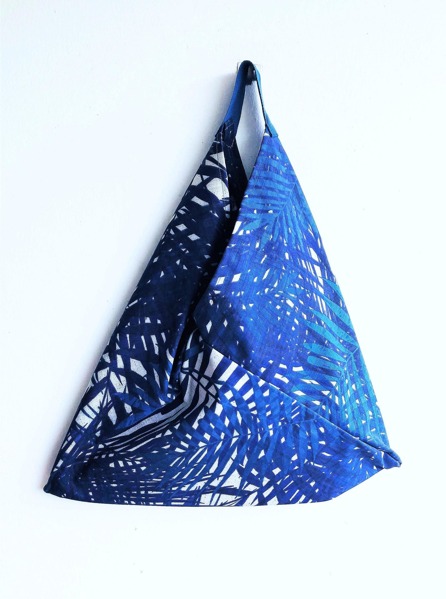 Shoulder origami bento bag, triangle ooak eco friendly shopping tote bag | Blue Rainforest - Jiakuma