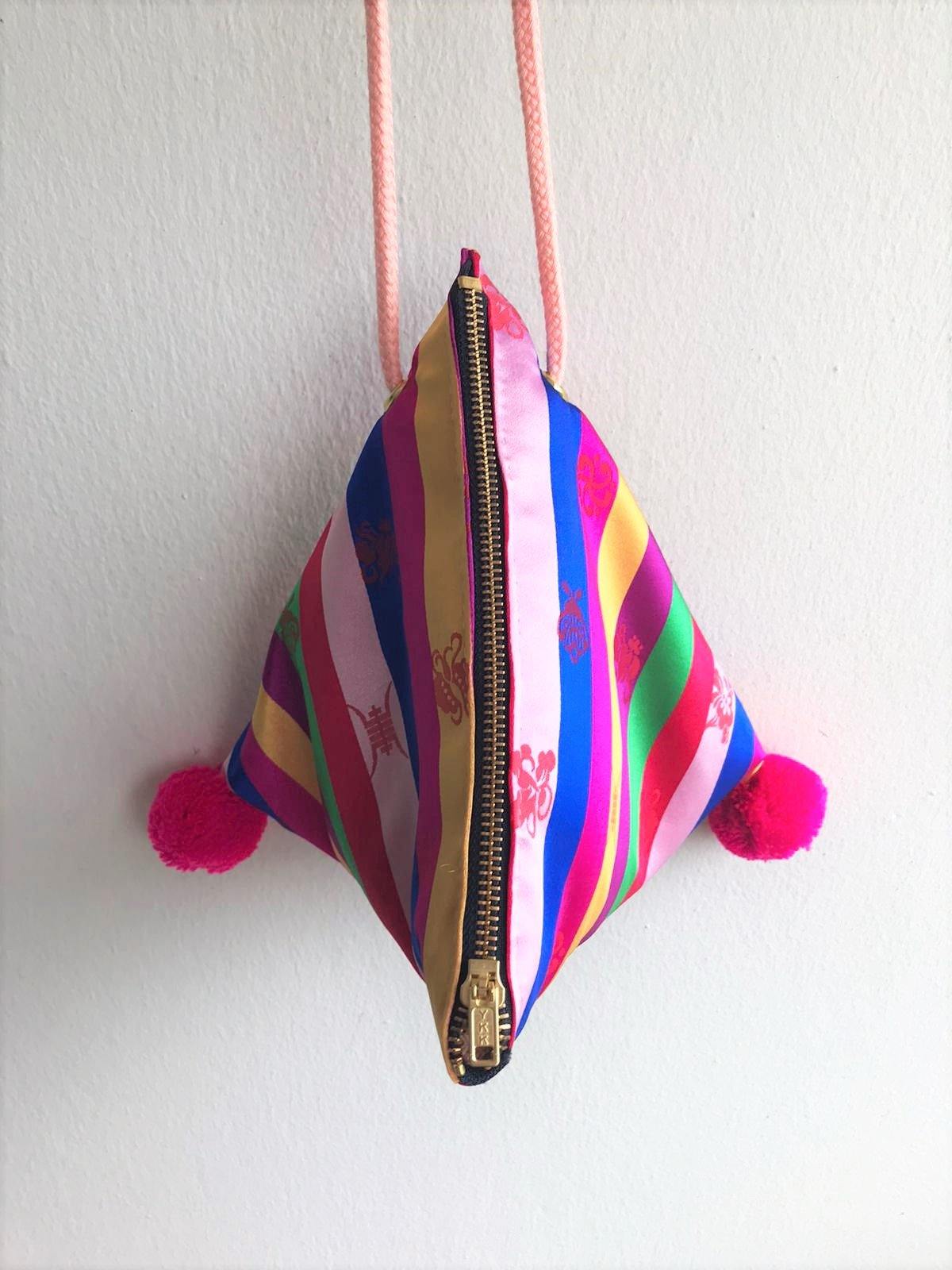 Small shoulder bag beautiful colorful fabric origami triangle design bag | Seoul - jiakuma.myshopify.com