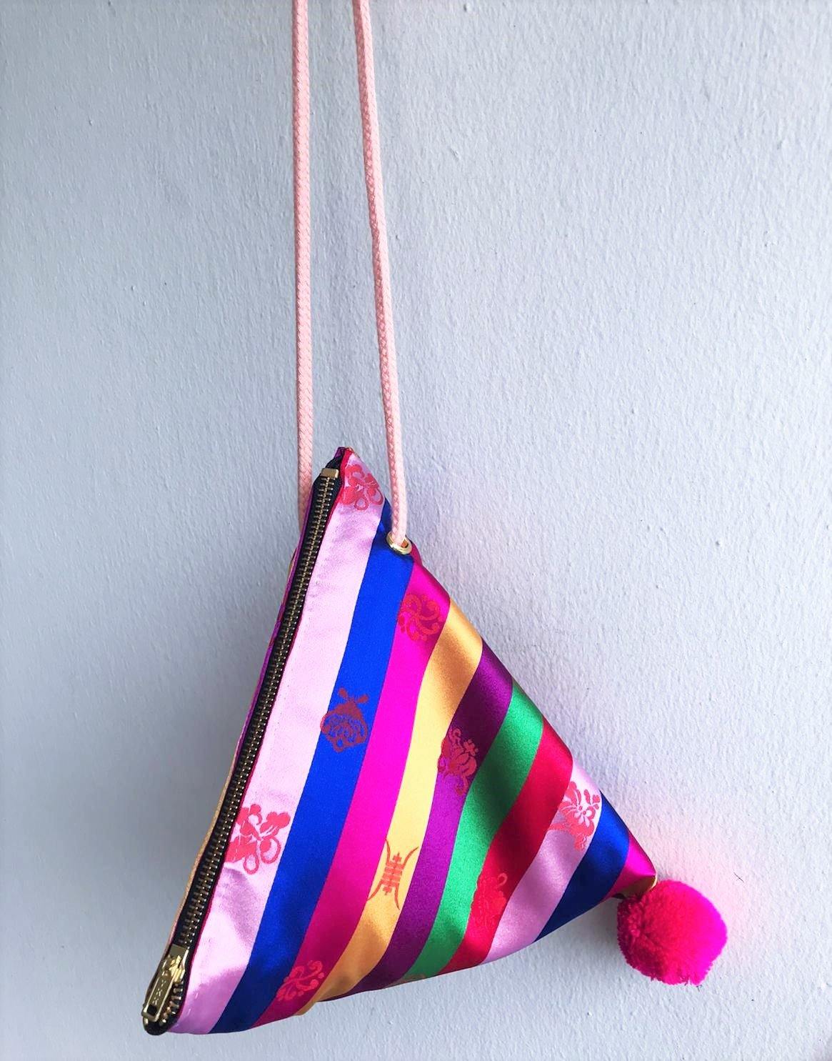 Small shoulder bag beautiful colorful fabric origami triangle design bag | Seoul - jiakuma.myshopify.com