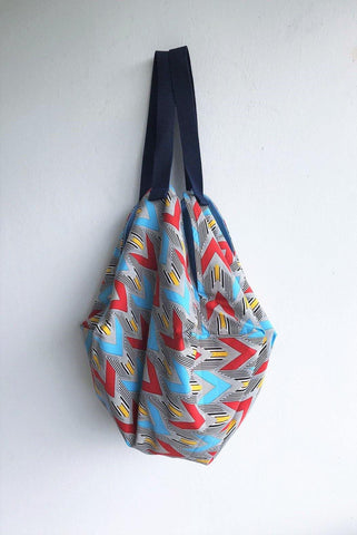 Origami sac shoulder bag , eco friendly handmade reversible bag | Red arrows - jiakuma.myshopify.com