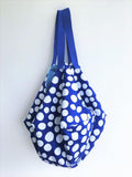 Polka dot origami Japanese inspired geometric bag| Blue & white - jiakuma.myshopify.com