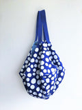 Polka dot origami Japanese inspired geometric bag| Blue & white - jiakuma.myshopify.com